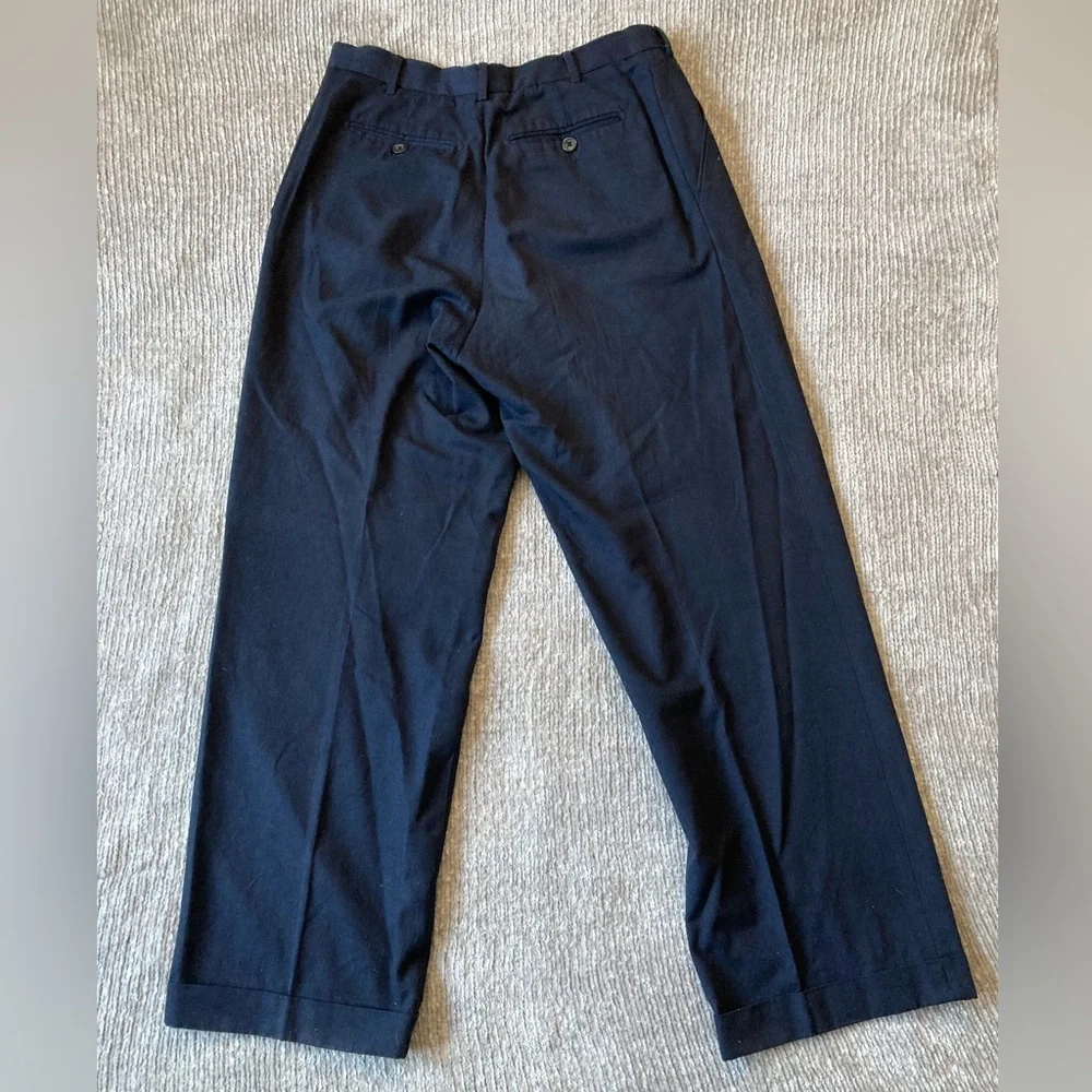 Ermenegildo Zegna Navy Dress Pants Cuffed Straight Leg Cotton‎ Size 54